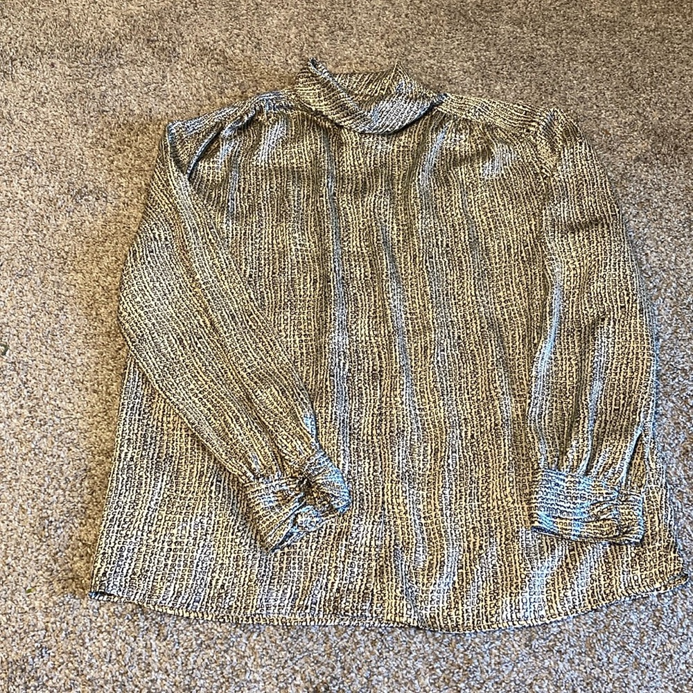 Rena Rowan for Saville black and cream long sleeve blouse, size 14W